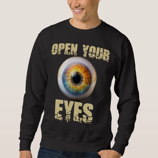 Open Your Eyes, Eyeball Design Lång Ärmad Tröja (Framsida)