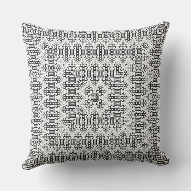 Openwork squares art deco retro black white kudde (Baksida)