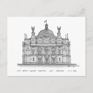 Opera + Ballet Theater, Lviv, Ukraina Vykort