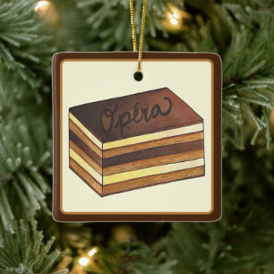 Opéra Cake Fransk Pastry Patisserie Dessert Food Julgransprydnad Keramik