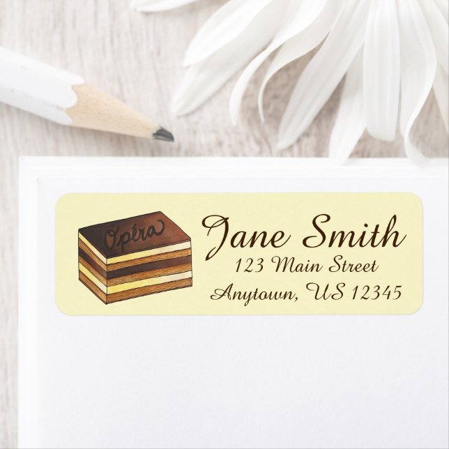 Opera Cake Fransk Patisserie Bakery Chef Returadress Etikett (Insitu)