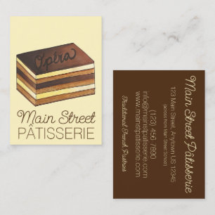 Opera Cake Fransk Patisserie Bakery Chef Visitkort