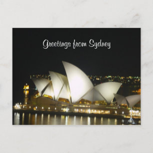 Opera house night segel vykort