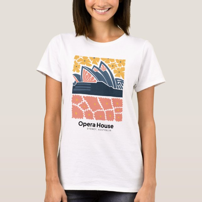 Opera House Sydney Australia blommigt Art T Shirt (Framsida)