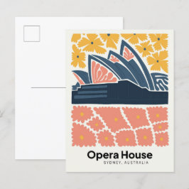 Opera House Sydney Australia blommigt Art Vykort
