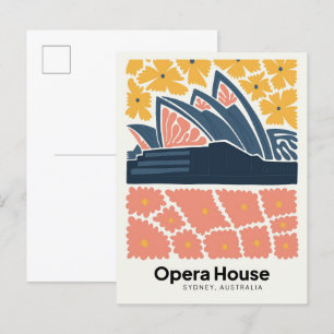Opera House Sydney Australia blommigt Art Vykort