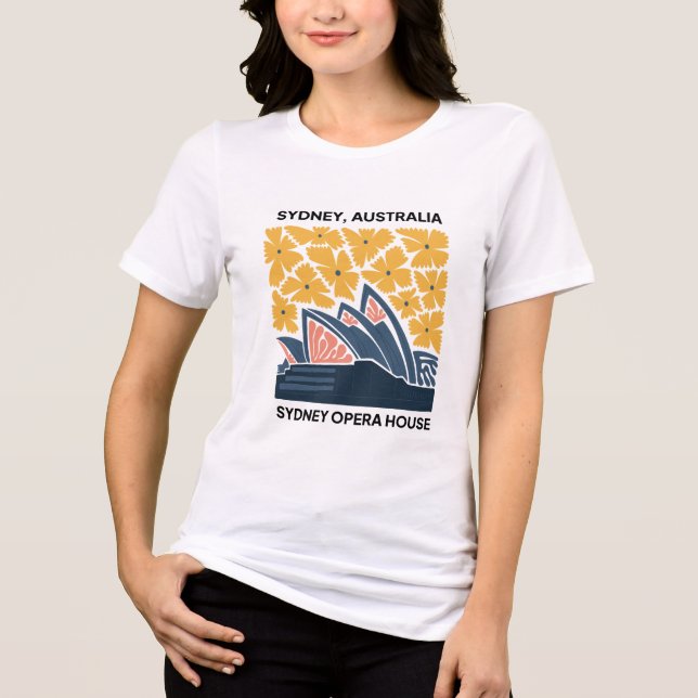Opera House Sydney Australia-blommigt T Shirt (Framsida)