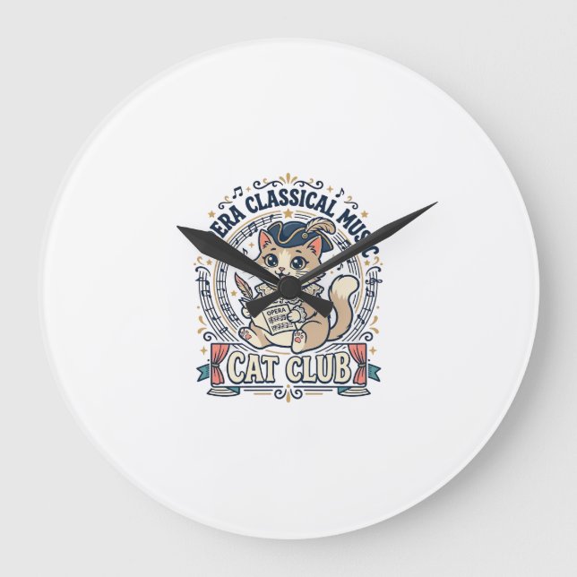 Opera klassisk musik Katt Söt katt T-Shirt Design  Stor Klocka (Framsida)
