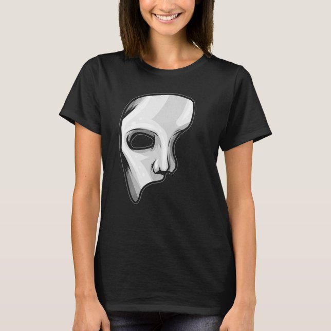 Opera Phantom Mask Halloween T Shirt (Framsida)
