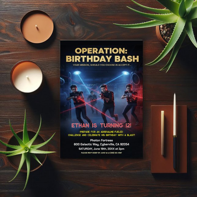Operation Birthday Bash Laser Tag Inbjudningar (Skapare uppladdad)