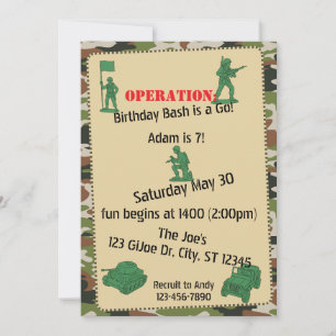 Operation Birthday Bash Leksak Soldier fyller år Inbjudningar