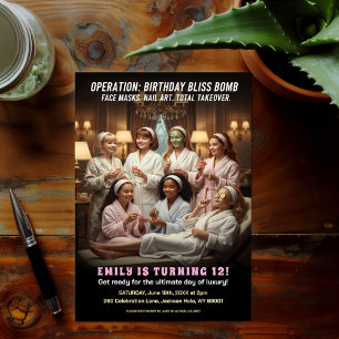 Operation Födelsedags Bliss Spa Fest Inbjudningar
