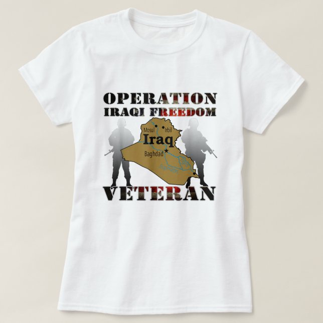 Operation Iraks frihet OIF Veteran Combat US Flagg T Shirt (Design framsida)