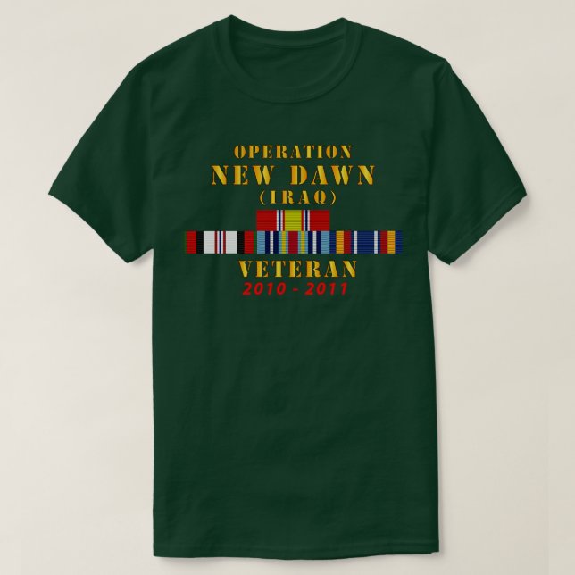 Operation New Dawn Service Ribbon Pub w GWT Irak 2 T Shirt (Design framsida)