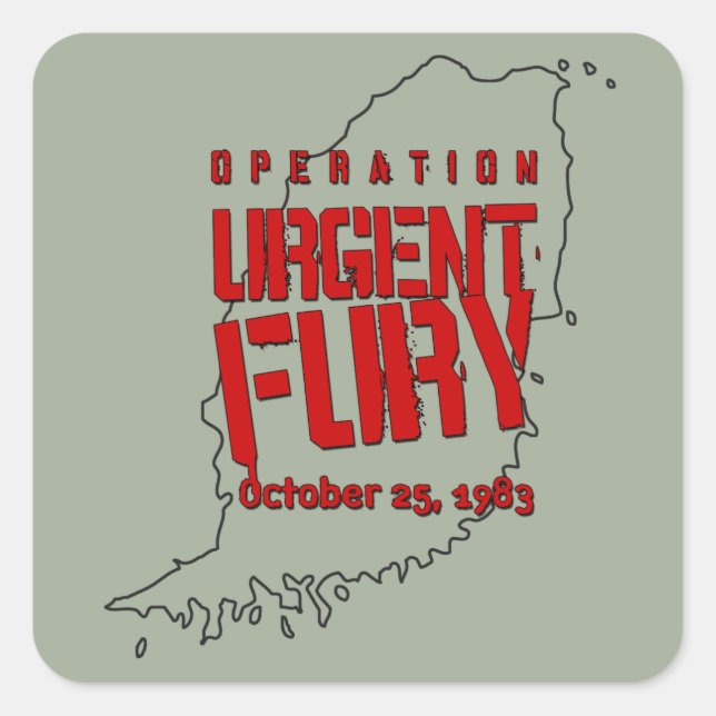 Operation Urgent Fury Fyrkantigt Klistermärke (Framsida)