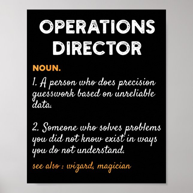 Operations Director Profession Funny Dictionary De Poster (Framsidan)
