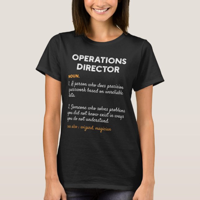 Operations Director Profession Funny Dictionary De T Shirt (Framsida)