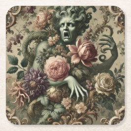 Operativ opulens - Gothic Blommigt Baroque Pillow Underlägg Papper Kvadrat