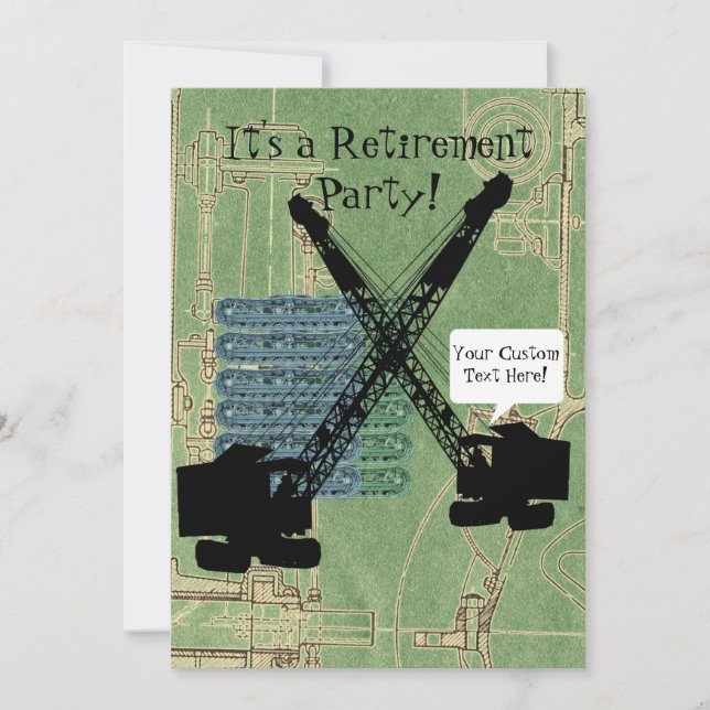 Operatör med Ingenjör Crane Operator Pension Party Inbjudningar (Framsida)