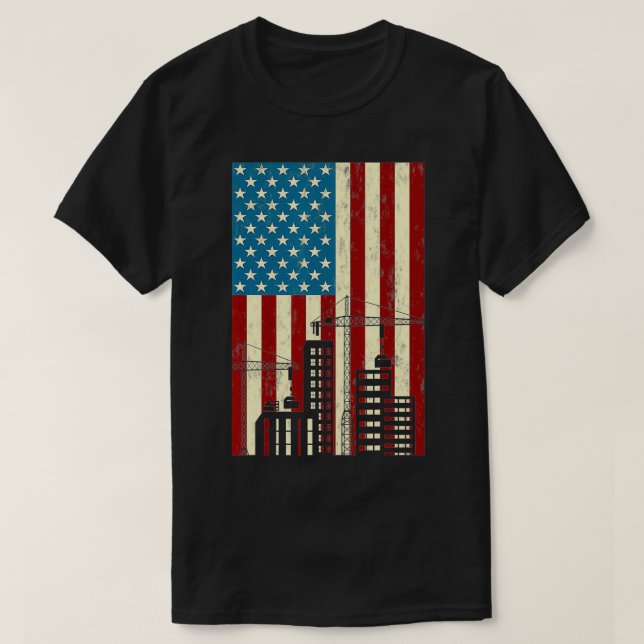 Operatör med kod torn Patriotic Lyft Krok Ameri T Shirt (Design framsida)