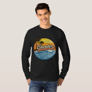 Operatör Retro Solnedgång Design T Shirt