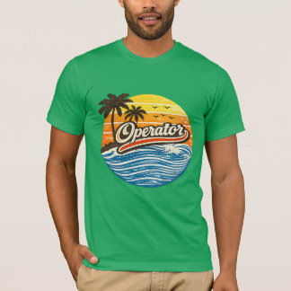 Operatör Retro Solnedgång Design T Shirt