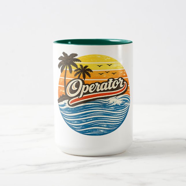 Operator Retro Sunset Design Två-Tonad Mugg (Center)