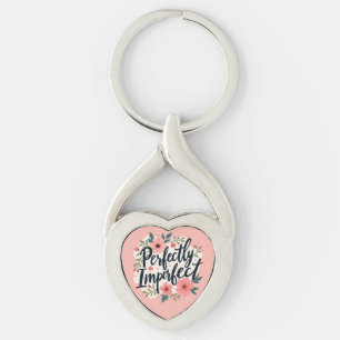 Operfekt Blommigt-typografi Twisted Heart Silverfärgad Nyckelring