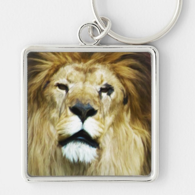 Operfekt Kung Fyrkantig Silverfärgad Nyckelring (Framsidan)