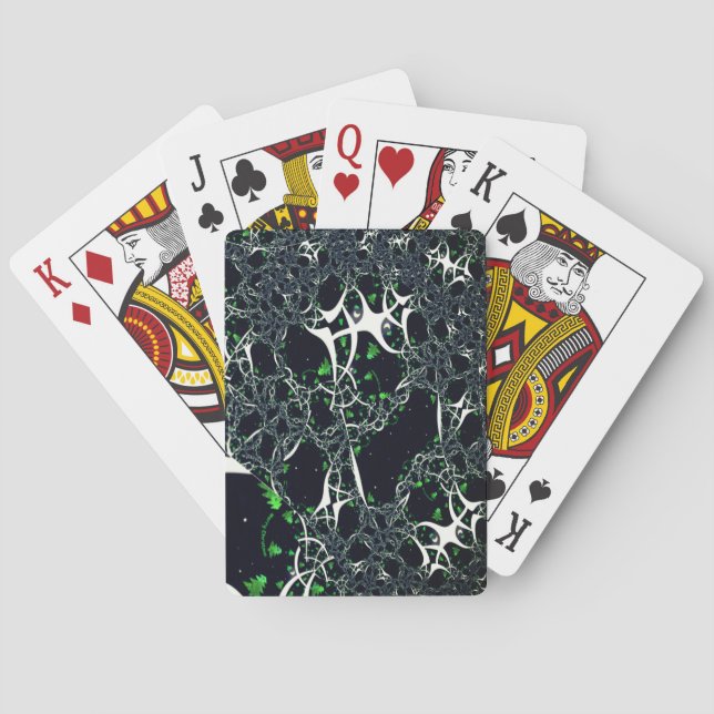 Operfekta vita frakturer på svart utrymme, av trik casinokort (Baksidan)