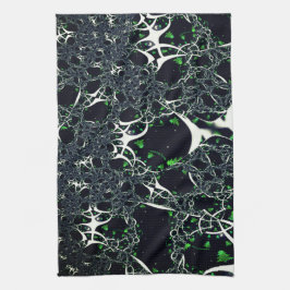 Operfekta vita frakturer på svart utrymme, av trik kökshandduk