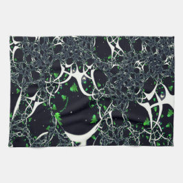 Operfekta vita frakturer på svart utrymme, av trik kökshandduk