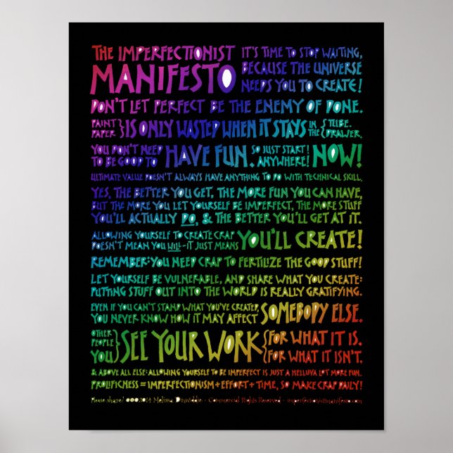 Operfektionist Manifesto Poster - svart regnbåge (Framsidan)