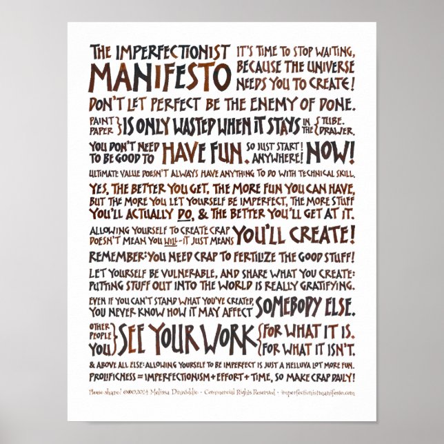 Operfektionist Manifesto Poster - Walnut Bläck (Framsidan)