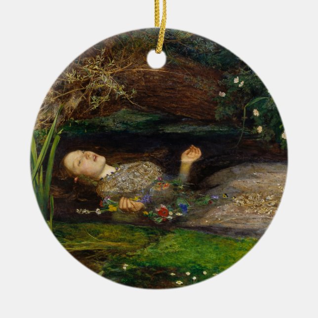 Ophelia 1852 från Herr John Everett Millais Julgransprydnad Keramik (Framsidan)