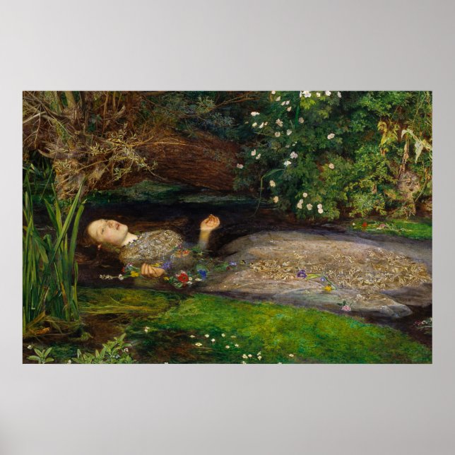 Ophelia 1852 från Herr John Everett Millais Poster (Framsidan)