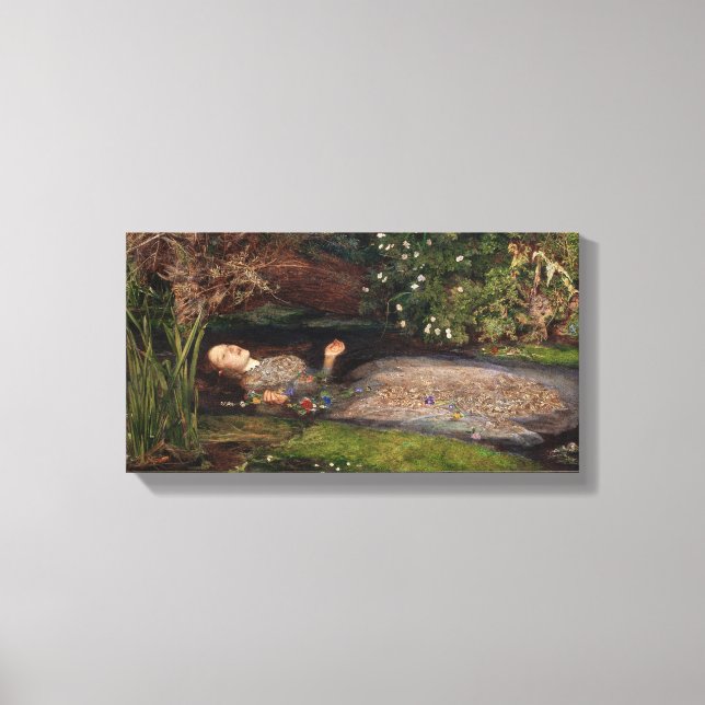 Ophelia av John Everett Millais Canvastryck (Framsida)