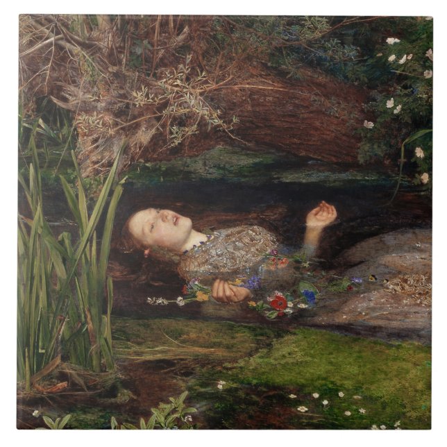Ophelia av John Everett Millais Kakelplatta (Framsidan)