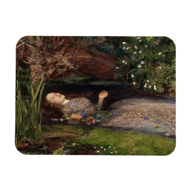 Ophelia av John Everett Millais Magnet (Horisontell)