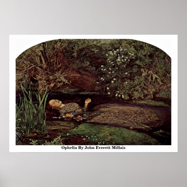 Ophelia av John Everett Millais Poster (Framsidan)