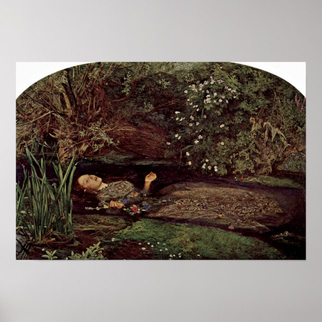 Ophelia av John Everett Millais Poster (Framsidan)