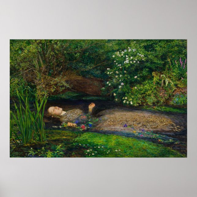 Ophelia av John Everett Millais Poster (Framsidan)