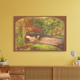 Ophelia av Millais, Vintage viktoriansk finkonst Canvastryck
