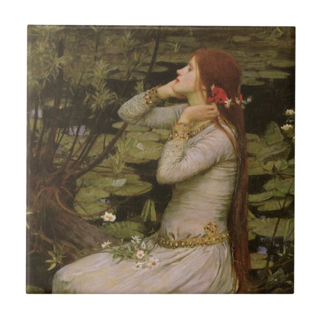 Ophelia av Pond av John William Waterhouse Kakelplatta (Framsidan)