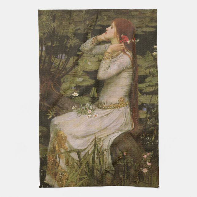 Ophelia av Pond av John William Waterhouse Kökshandduk (Vertikal)