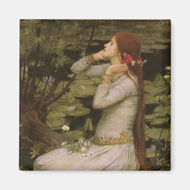 Ophelia av Pond av John William Waterhouse Magnet (Framsidan)