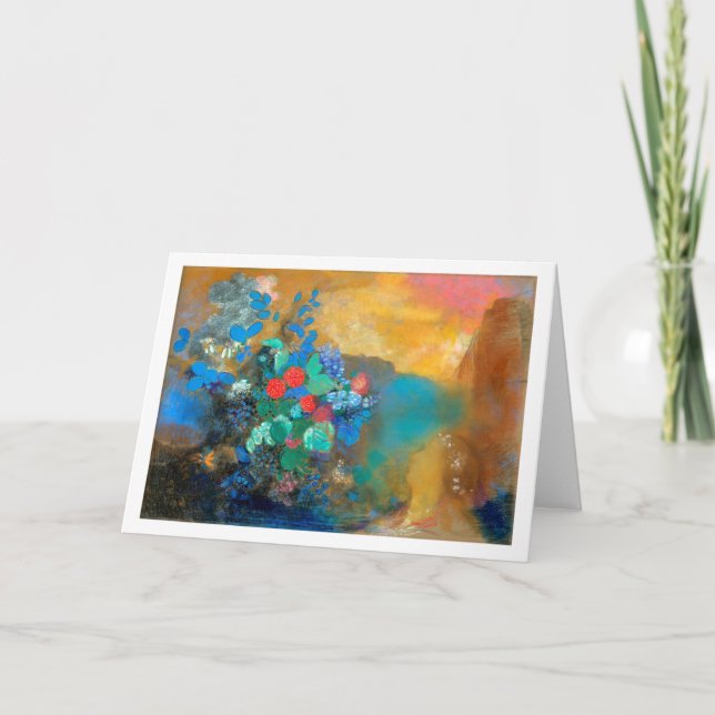 Ophelia bland Blommor, Redon Kort (Framsida)