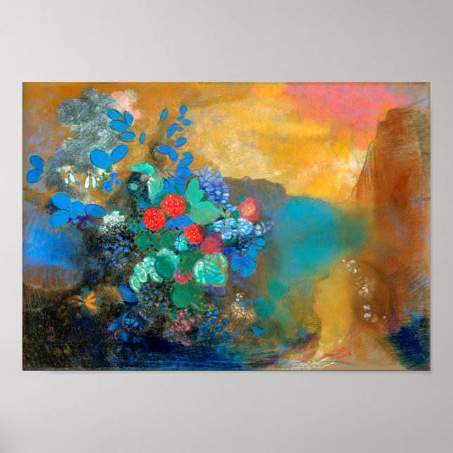 Ophelia bland Blommor, Redon Poster (Framsidan)
