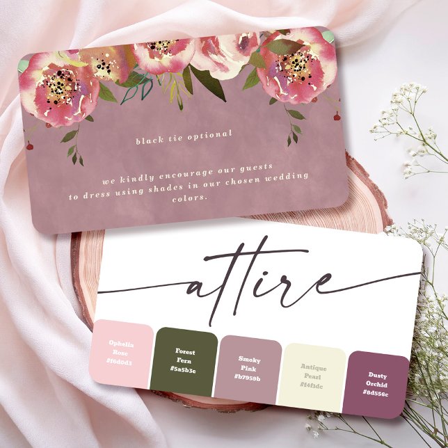 Ophelia Blommig Bröllopsklädsel Dräktkod Färger  Tilläggskort (Say "I DO" to Romantic Watercolor Florals and a Cottagecore Vibe with the Ophelia Wedding Suite.)
