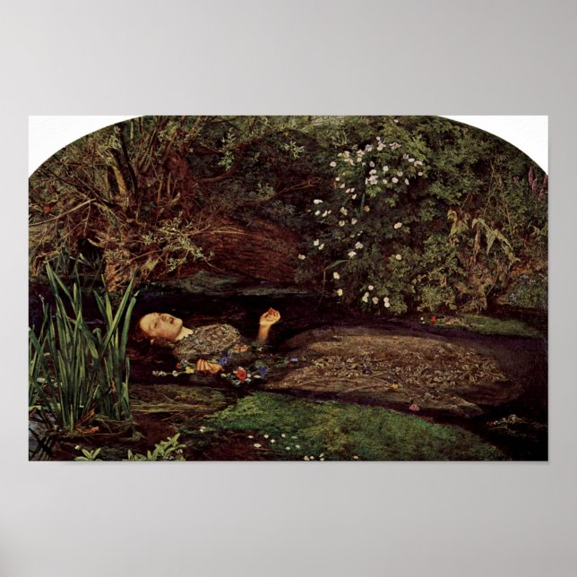 Ophelia by Millais, John Everett (bästa kvalitet) Poster (Framsidan)